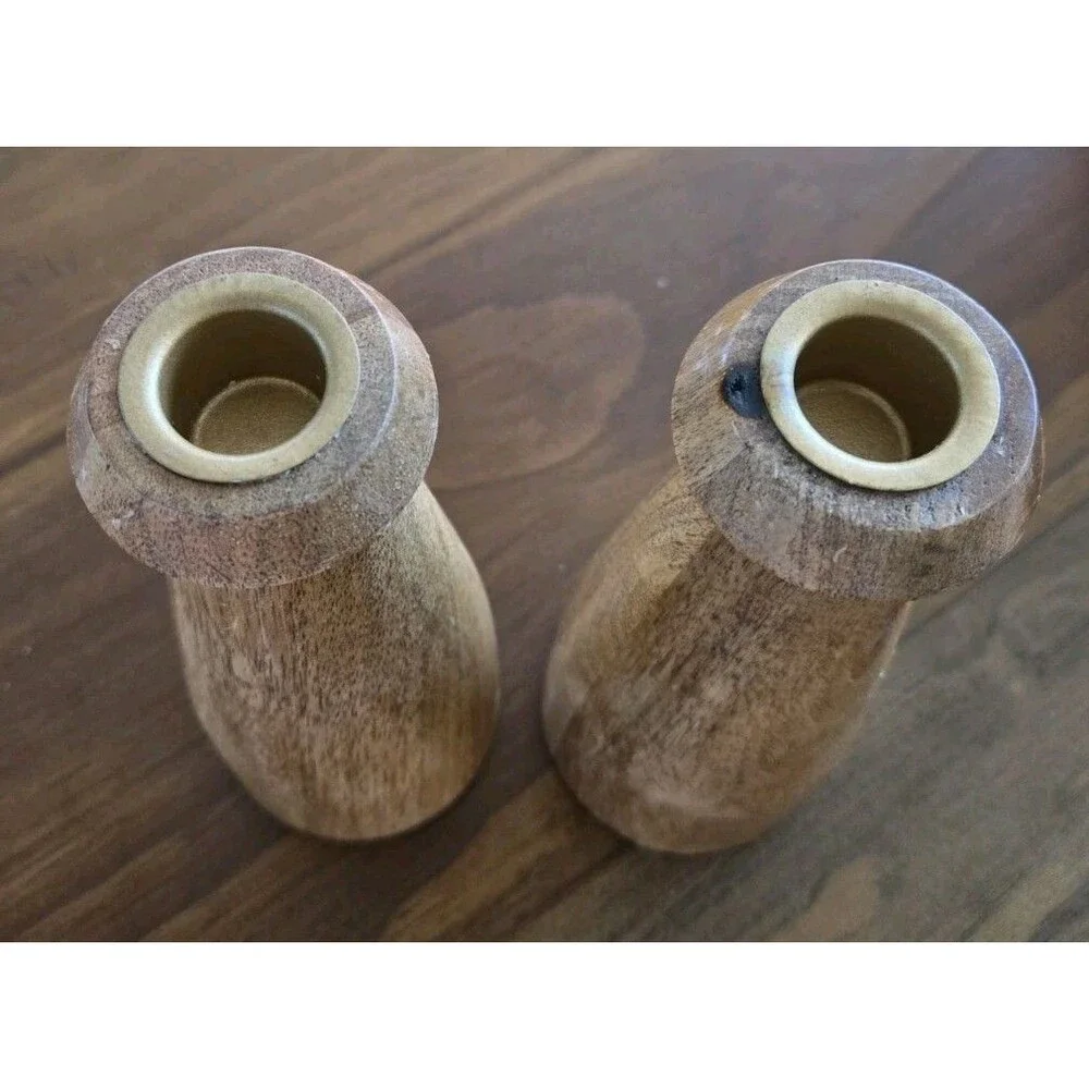 Hearth and Hand W/ Magnolia Mango Wood Tapered Candlestick Holders Set of 2